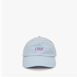 Clare V. Embroidered Light Denim Ciao Baseball Hat